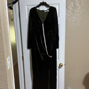 Mac Duggal Black Velvet Wrap Maxi Dress